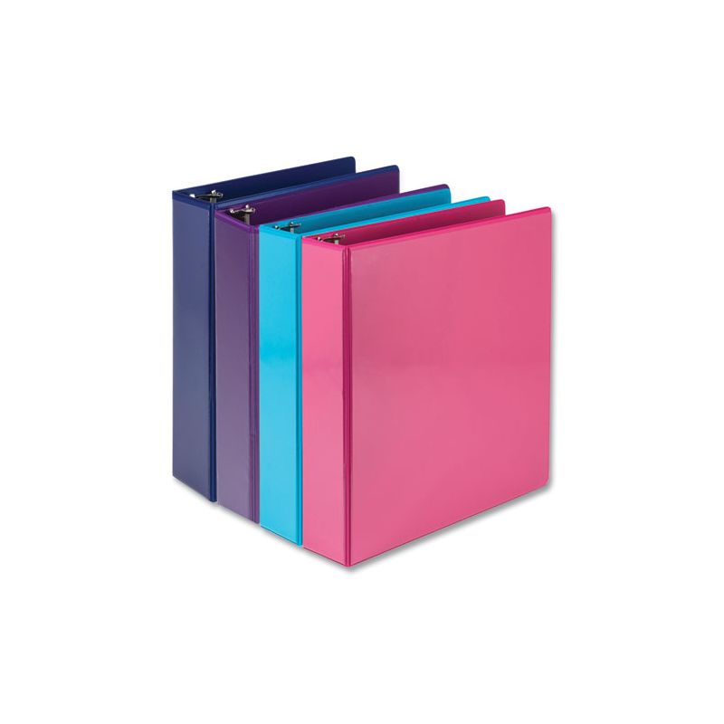 Samsill Durable D-Ring View Binders, 3 Rings, 2" Capacity, 11 x 8.5, Blueberry/Blue Coconut/Dragonfruit/Purple, 4/Pack, 1 of 6