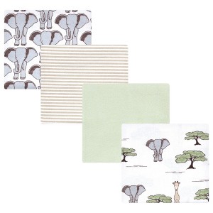 Hudson Baby Cotton Flannel Receiving Blankets 4-Pack, Wild Safari Adventures , One Size - 1 of 4