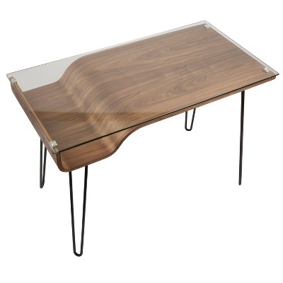 Contemporary Black and Brown Home Office Desk with Drawer