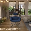 ALAULM Egg Swing Chair Indoor Outdoor Patio Wicker Rattan Hanging Egg Chair with Stand, Hammock Swing with Cushioned Headrest, 350LB Capacity - 2 of 4