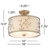 Barnes and Ivy Crystal Buds Vintage Ceiling Light Semi Flush Mount Fixture 16" Wide Antique Silver 3-Light Beige Fabric Drum Shade for Bedroom Kitchen - 4 of 4