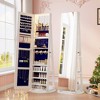 Fredees 360° Swivel Jewelry Cabinet with Lights, Lockable Full Length Mirror Organizer, Large Standing Storage,White - 4 of 4
