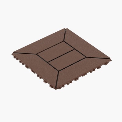 DSVIMOY 12" Patio Deck Tiles, 44pcs DIY Module Interlocking Decking Tiles, Floor Tile for Porch Poolside, Balcony, Red&Brown, 12"*12"*0.8"