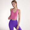 Anna-Kaci Active Women's Longline V-Neck Sports Bra with Faux Button Detail and Wide Shoulder Straps for Low Impact Support - 4 of 4