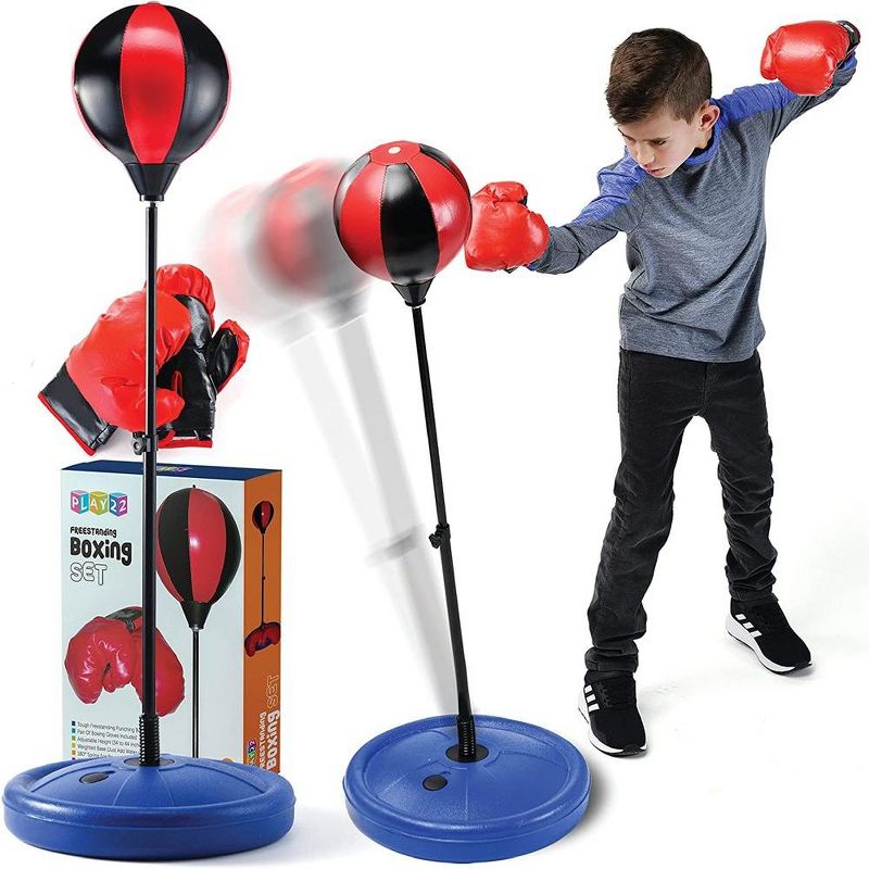 Kids Boxing Set - Kids Boxing Gloves and Punching Bag - Kids Punching Bag with Adjustable Stand & Pump - Play22USA, 1 of 10