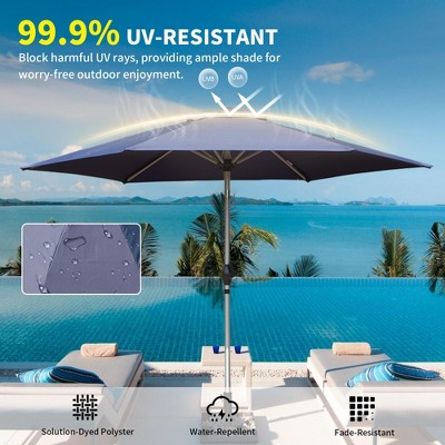 DOMETOUR 7.5FT Patio Umbrella, Outdoor Table Umbrella with Tilt, Crank, UV Protection, Waterproof, 6 Ribs for Garden, Deck, Backyard, Pool (Navy Blue)