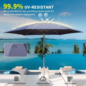 DOMETOUR 7.5FT Patio Umbrella, Outdoor Table Umbrella with Tilt, Crank, UV Protection, Waterproof, 6 Ribs for Garden, Deck, Backyard, Pool (Navy Blue) - 1 of 4