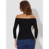 Allegra K Women's Slim Fit 3/4 Sleeves Casual Off Shoulder Top - 4 of 4