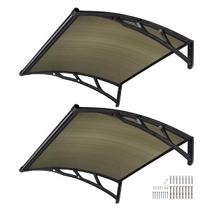 Yescom 2Pcs 40"X40" Window Patio Awning Door Canopy Polycarbonate Anti-UV50+ Cover Outdoor Rain Snow Protection Brown Brown Board & Black Bracket - 1 of 4
