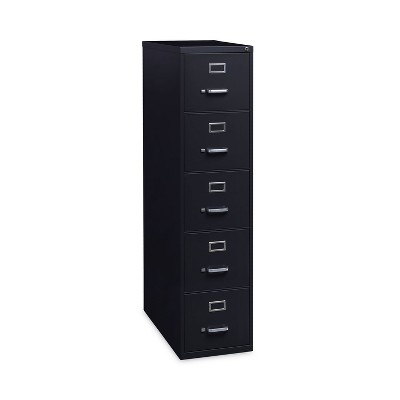 Alera Five-Drawer Economy Vertical File, Letter-Size File Drawers, 15" x 26.5" x 61.37", Black