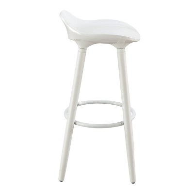 White Curved Seat Mid Century Modern Bar Stool