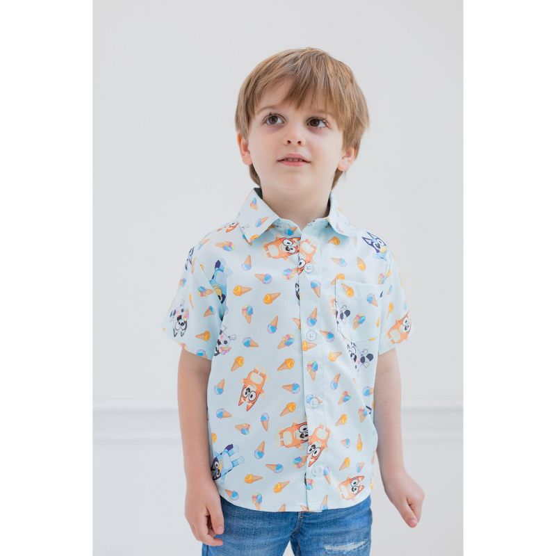 Bluey Hawaiian Button Down Dress Shirt Toddler to Big Kid, 3 of 8