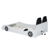 Bellemave Wood Twin Size Race Car-Shaped Platform Bed with LED and Upholstered Backrest,  White - 3 of 4