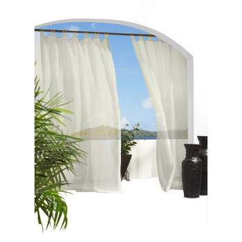 Escape Treated Voile Hook & Loop Tab Top Curtain Panel Ivory by Outdoor Decor