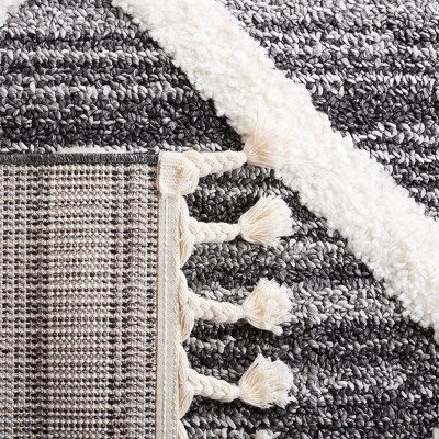 Black and Ivory Square Synthetic Diamond Shag Area Rug