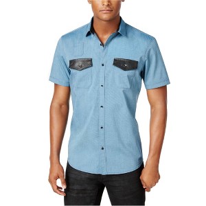 I.N.C International Concepts Mens Multi-Pocket Button Up Shirt, Blue, Small - 1 of 1
