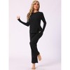 INSPIRE CHIC cheibear Women's Crewneck Soft Long Sleeve with Pocket Pajamas Set - 2 of 4