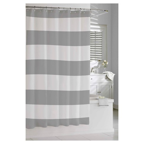 grey and white shower curtain