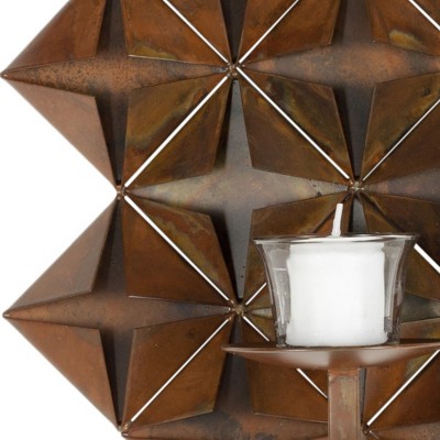 Copper Origami Iron Wall Sconce with Candle Holder