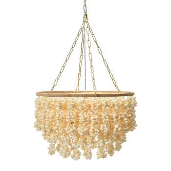 Storied Home 20" Round Metal and Shell Chandelier Style Ceiling Light