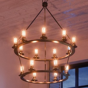 Urban Ambiance Luxury Industrial Chandelier,  41-5/8" x 36",  Charcoal Finish, UHP2247 - 1 of 4