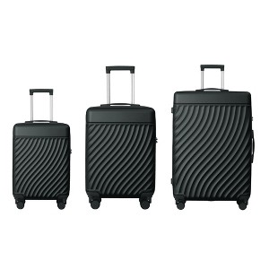 MAYEERTY 3-Piece ABS Luggage Set Suitcases with Multi-Position Handle, Silent Spinner Wheels, and TSA Lock - 20''24''28'', Dark Green - 1 of 4