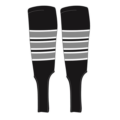 MK Socks Traditional Baseball Stirrups Pattern C-7 Black, White, Silver (M)