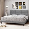 Platform Bed Frame, Upholstered Full Bed Frame with Velvet Headboard, Modern Gray Metal Bed Frame with Wood Slats Support, Noise Free - 2 of 4