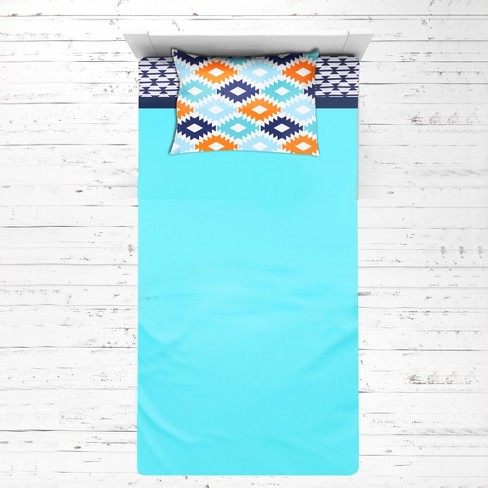 Bacati - Liam Aqua Orange Navy 3 Pc Toddler Bedding Sheet Set : Target