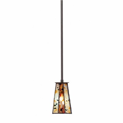 Toltec Lighting Apollo 1 - Light Pendant in  Dark Granite with 5" Square Fiesta Art Glass Shade