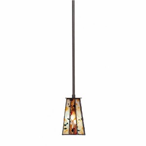Toltec Lighting Apollo 1 - Light Pendant in  Dark Granite with 5" Square Fiesta Art Glass Shade - 1 of 1