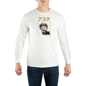 Black Clover Asta Anime Cartoon Character Mens White Long Sleeve Shirt - 1 of 2