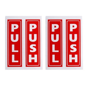 Unique Bargains Vertical PVC Self-Adhesive Waterproof Store Shop Push Pull Door Sign  2 Set - 1 of 4