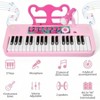 Pink Piano Keyboard Musical Piano with Microphone and Stool, Birthday Gift - 2 of 4