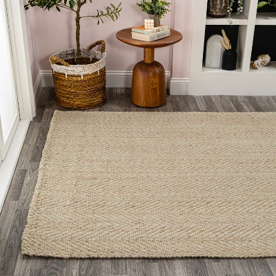 Espina Handwoven Ivory Jute Herringbone 8' x 10' Area Rug