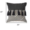 HomeRoots Set of Two Black and White Chevron Cotton Throw Pillow With Tassels - 3 of 4
