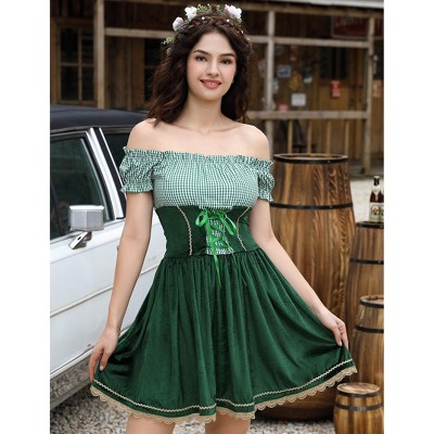 Women's Vintage Fake 3-Piece Dress Off Shoulder Ruffle Sleeve Dress Knee-Length Party Midi Dress