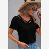 Amaryllis Women’s Crisscross Strap Detail Knit Tee Short Sleeve Relaxed Fit Lightweight - 3 of 4