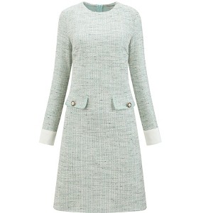 INSPIRE CHIC Women's Tweed Round Neck Formal Work Long Sleeve Sheath Dresses - 1 of 4