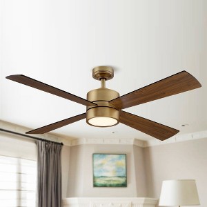 Parrot Uncle 52" Modern Natural Brass LED Ceiling Fans With Lights and Remote - 1 of 4