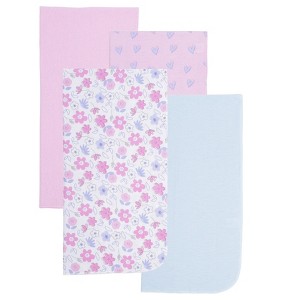 EVERYDAY KIDS 4-Pack Flannel Receiving Blankets – Soft Swaddle Set for Newborns with Purple Flower and Diamond Pattern Designs - 1 of 4