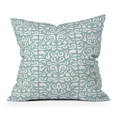 16"x16" Little Arrow Design Co. Cadence Damask Floral Square Throw Pillow Green - Deny Designs