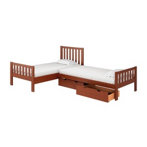 Twin Aurora Corner Bed with Storage Drawers Chestnut - Alaterre Furniture, Brown
