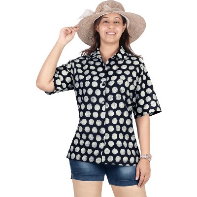 HAPPY BAY Women's Button Down Blouses Casual Summer Beach Blouses Shirt Collared Blouse Short Sleeve Tropical Tops for Women