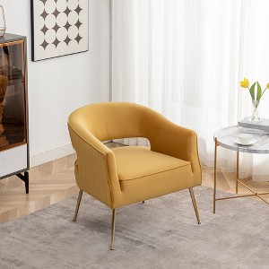 SEYNAR Modern Tufted Velvet Accent Chair with Wingback, Arms, and Metal Gold Legs for Living Room or Bedroom - 1 of 4