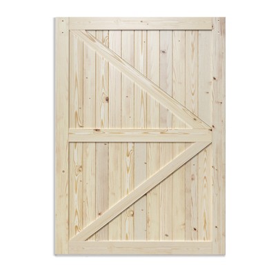SMARTSTANDARD 84 in. Height K Shape Natural Wood Interior Barn Door (No Hardware Included)
