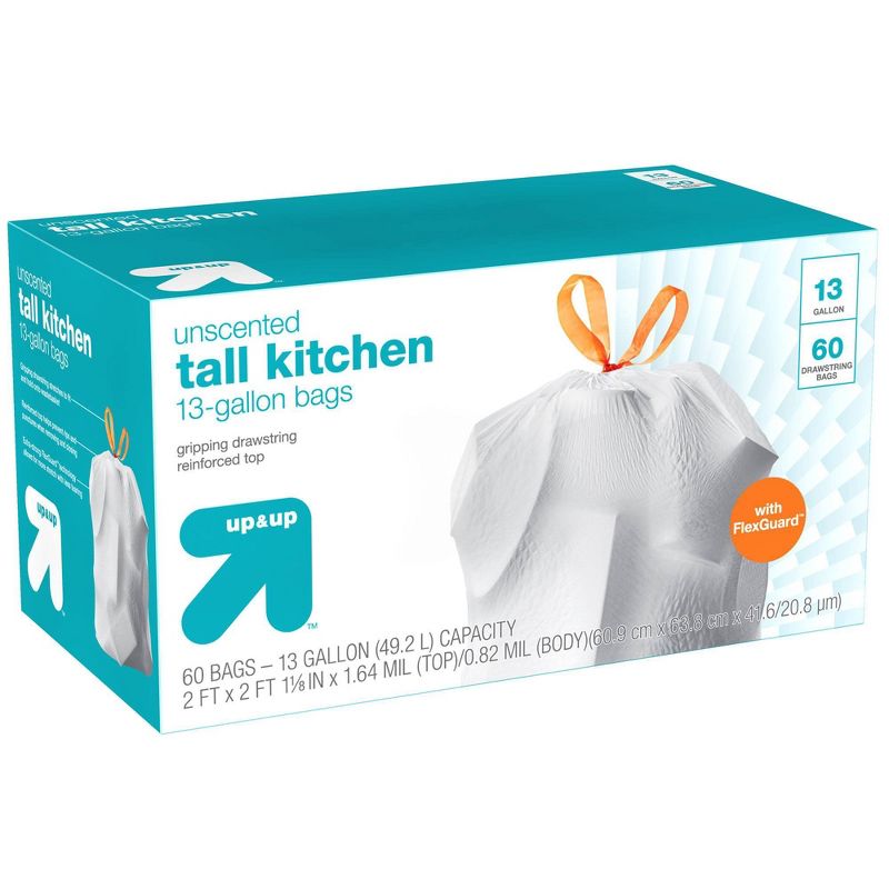 FlexGuard Tall Kitchen Drawstring Trash Bags - Unscented - 13 Gallon - up & up™, 1 of 6