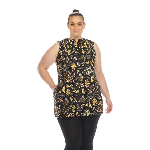 White Mark Women's Plus Size 2-Piece Floral Print Tunic and Pant Set