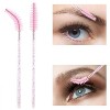 100 Pcs Disposable Mascara Wands, Crystal Eyebrow Spoolies Brush for Eyelash Extensions, Pink Lash Brushes with Container - 3 of 4