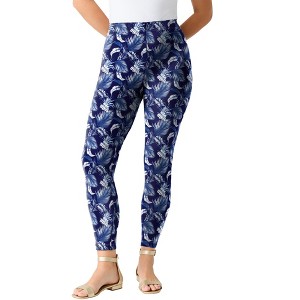 Roaman's Plus Size Ankle Length Essential Stretch Legging - 1 of 4